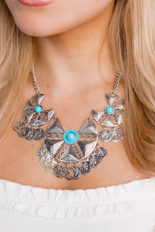 Silver Turquoise Statement Necklace