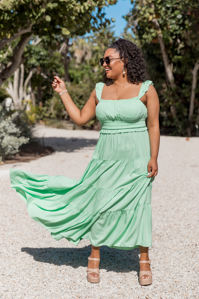 Living A Dream Green Woven Maxi Dress