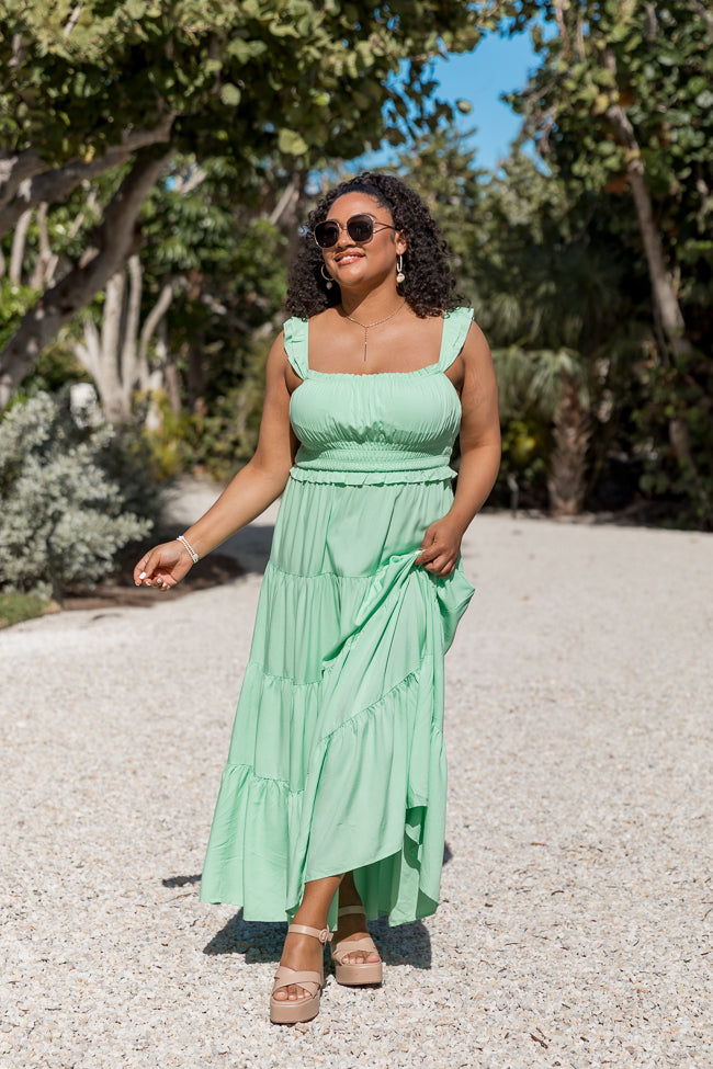 Living A Dream Green Woven Maxi Dress