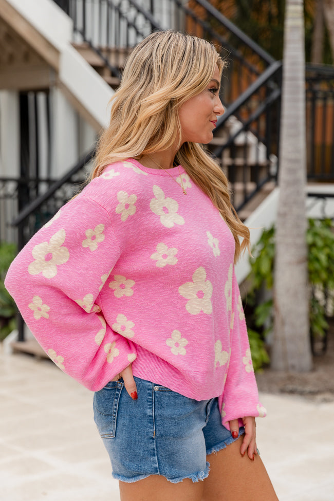 Spring Fever Pink and Yellow Flower Sweater