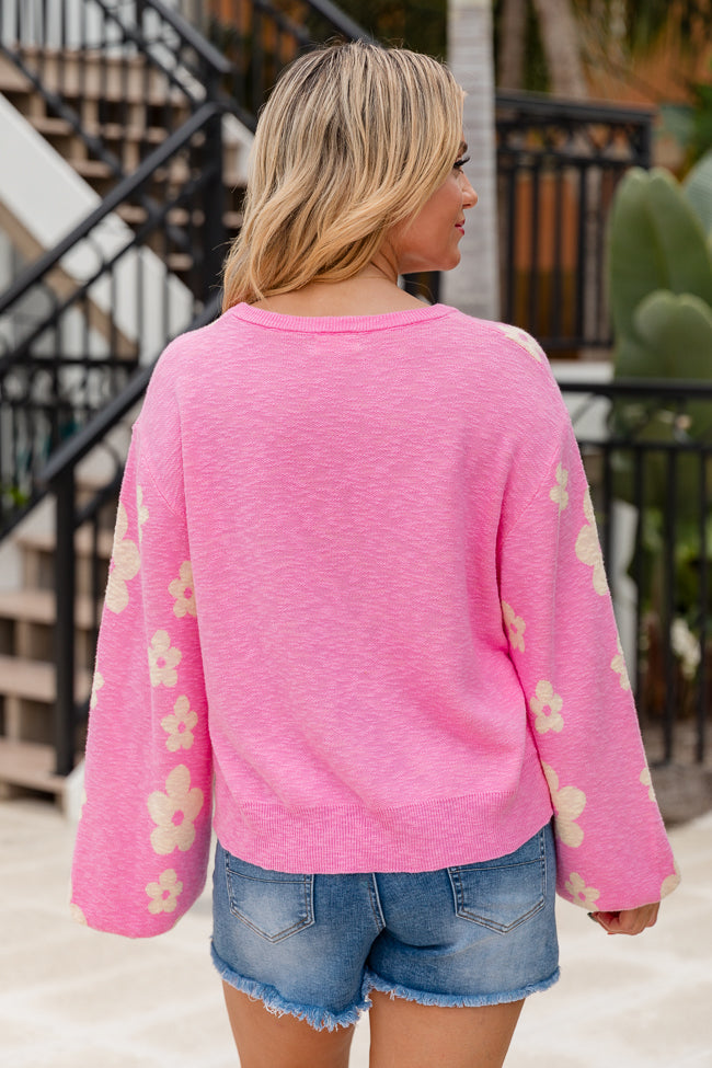 Spring Fever Pink and Yellow Flower Sweater