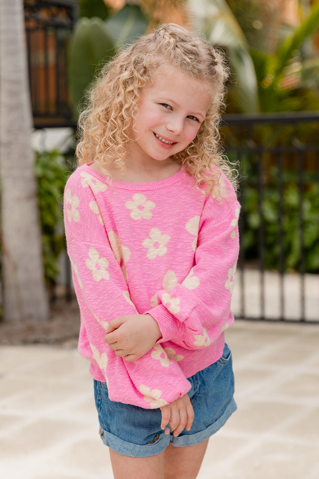 Kid's Spring Fever Pink and Yellow Flower Sweater