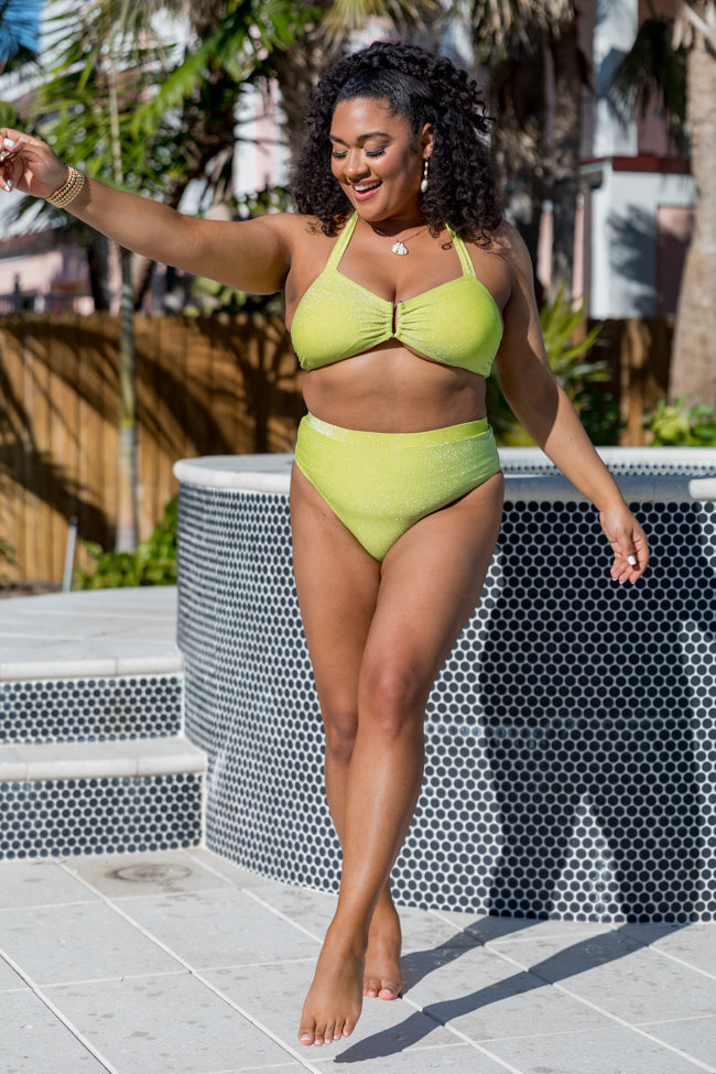 Classic Coastal Green Shimmer Bikini Bottoms FINAL SALE