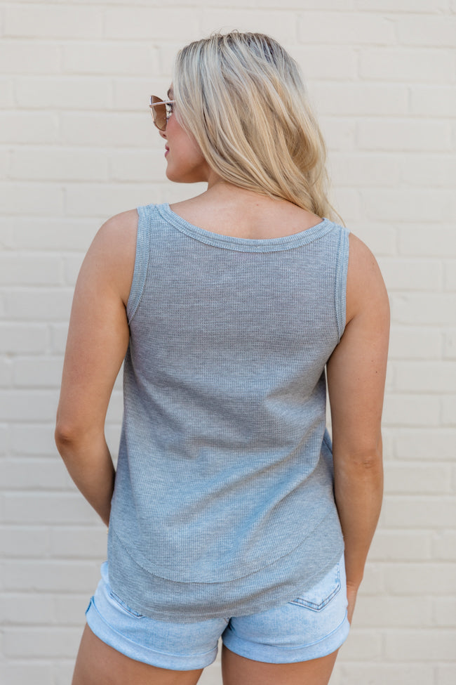 Missed Connection Grey Waffle Henley Tank