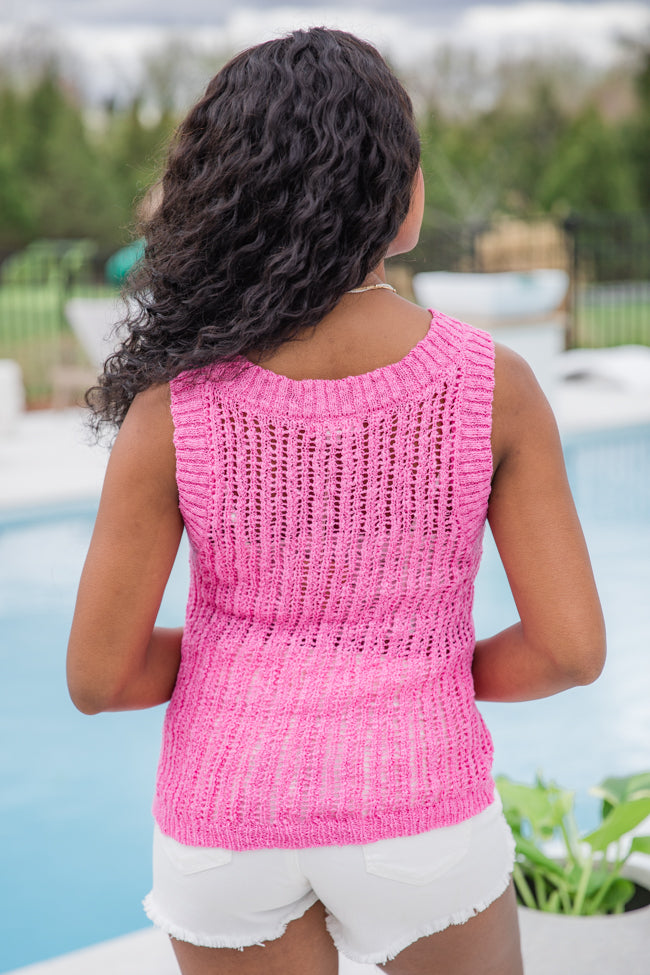 French Market Pink High Neck Sweater Tank
