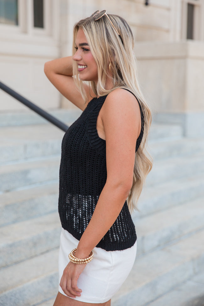 French Market Black High Neck Sweater Tank