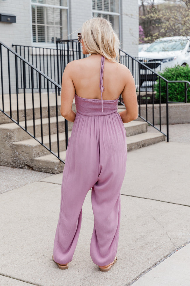 Draw Me In Mauve Halter Neck Jumpsuit