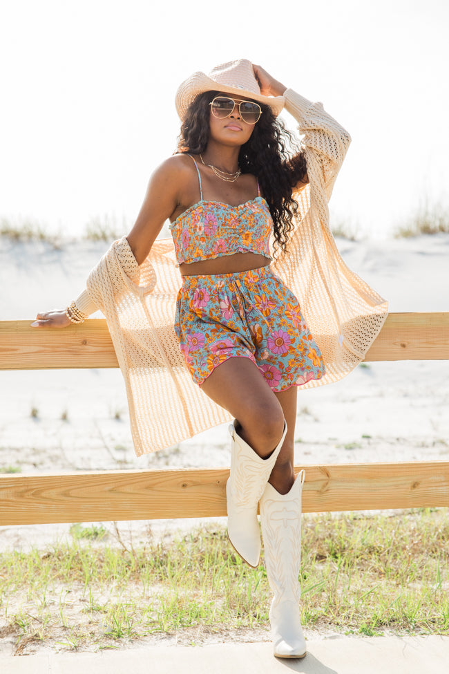 Sunset Sweetness Floral Cropped Tank