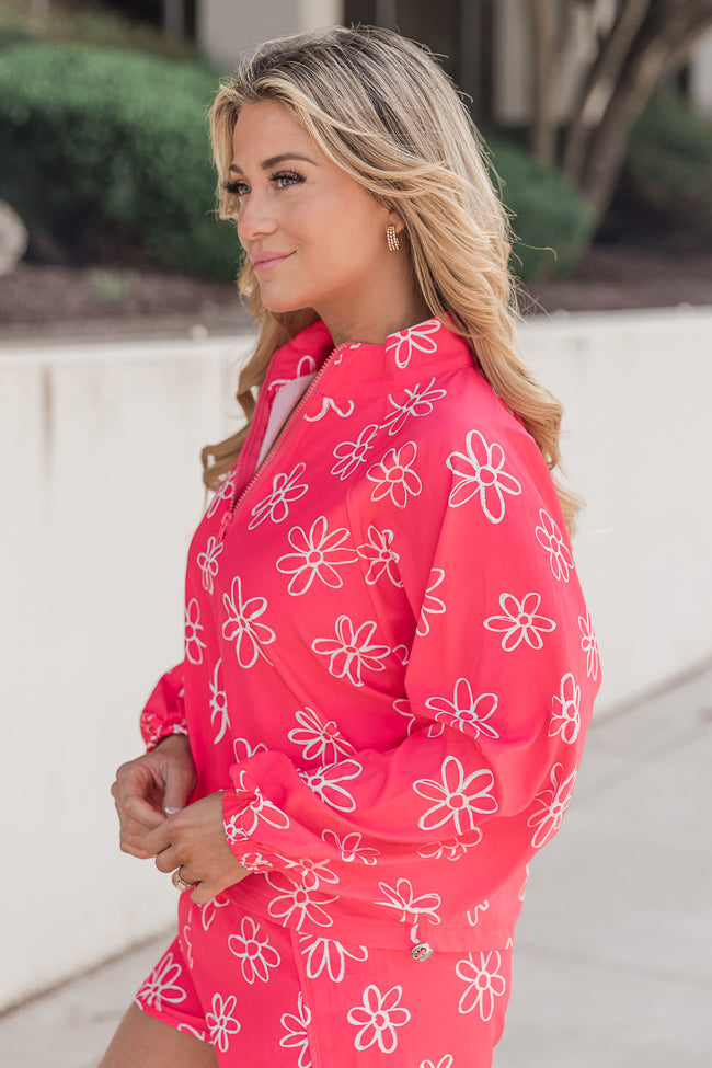 On The Daily Pink Flower Printed Windbreaker – Pink Lily