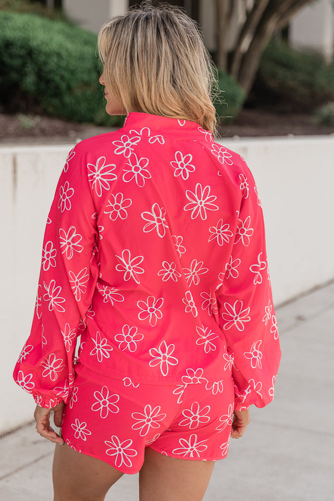 On The Daily Pink Flower Printed Windbreaker – Pink Lily