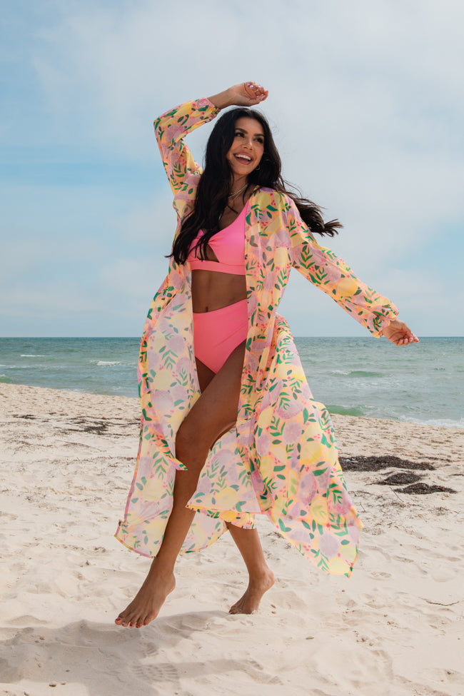 Eyes On Paradise In Squeeze The Day Belted Kimono Cover Up