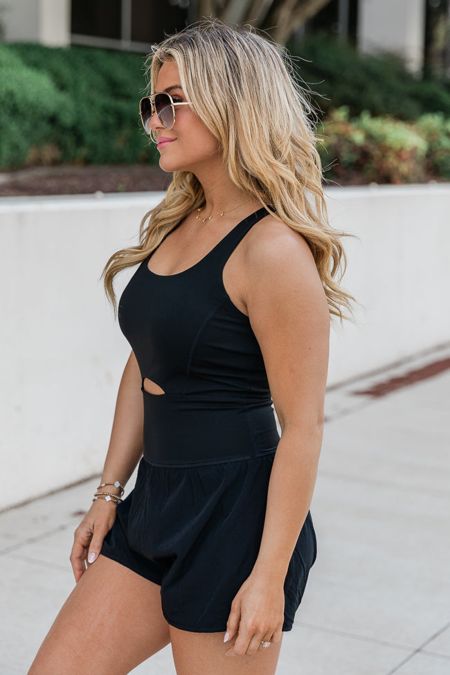 You're Thriving Black Active Keyhole Romper