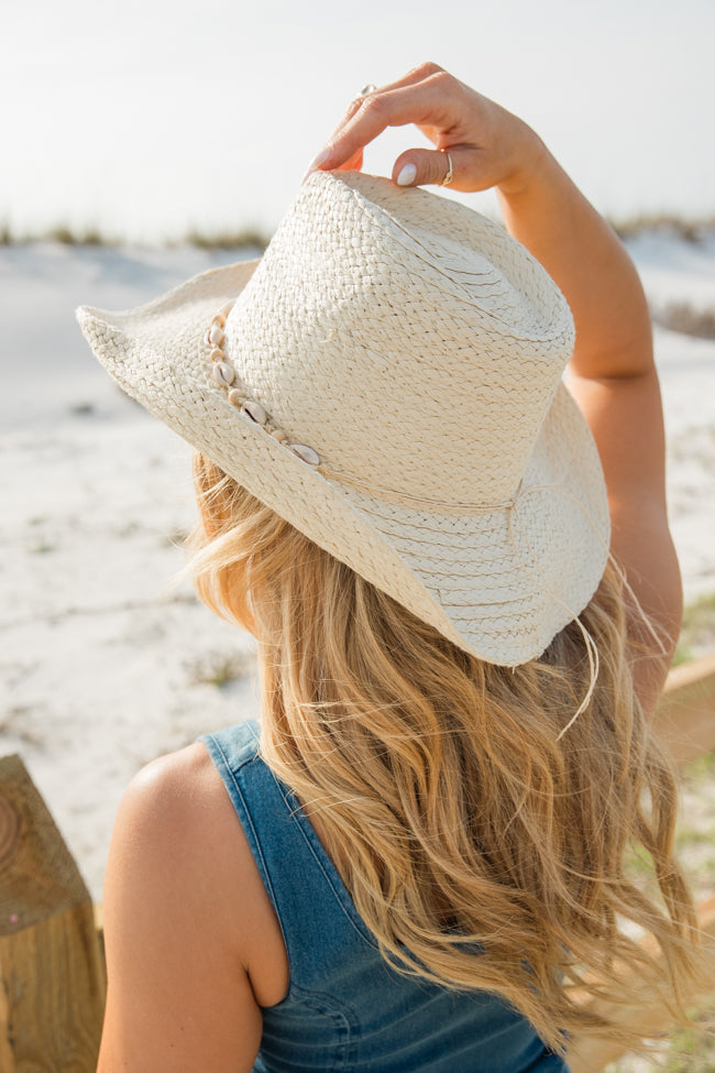 Beach Girl Light Ivory Shell Cowboy Hat