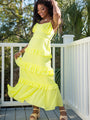 Starlit Skies Yellow Ruffle Detail Tie Strap Maxi Dress FINAL SALE