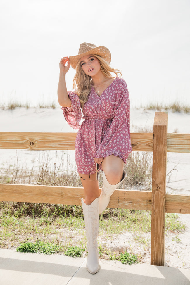 Wondering Ways Pink Ditsy Floral Romper