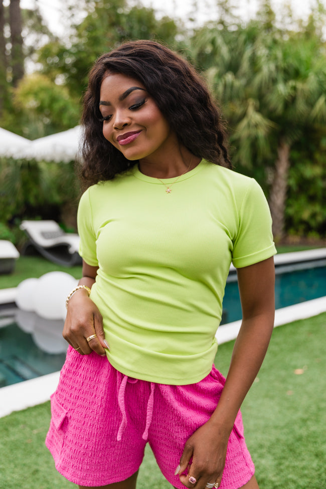 Everyday Essential Lime Ribbed Crew Neck Tee