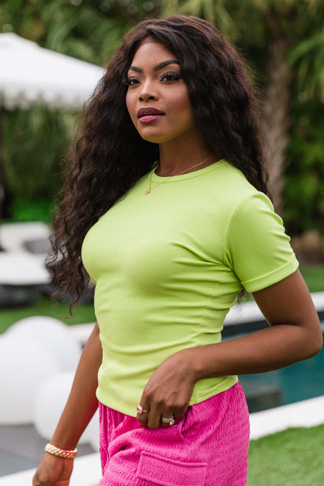 Everyday Essential Lime Ribbed Crew Neck Tee FINAL SALE