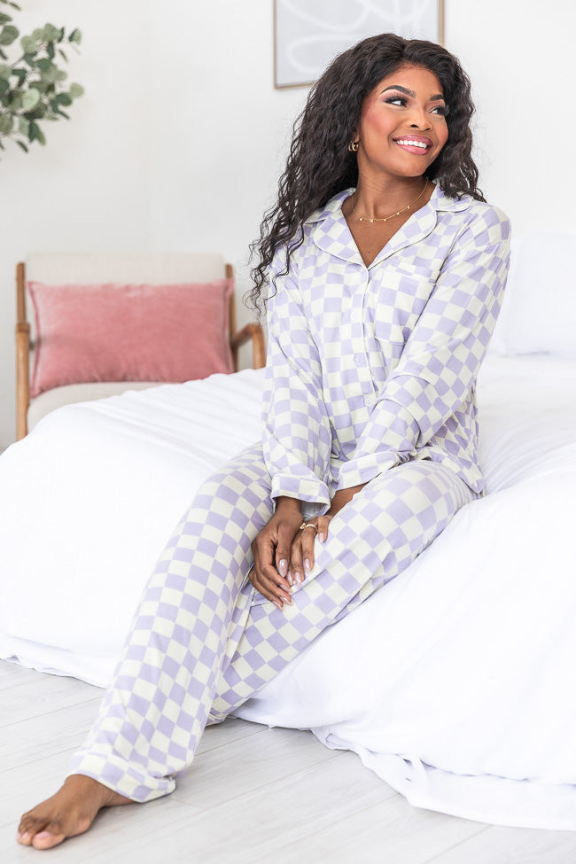 Makes A Difference Purple Checkered Bamboo Pajama Set