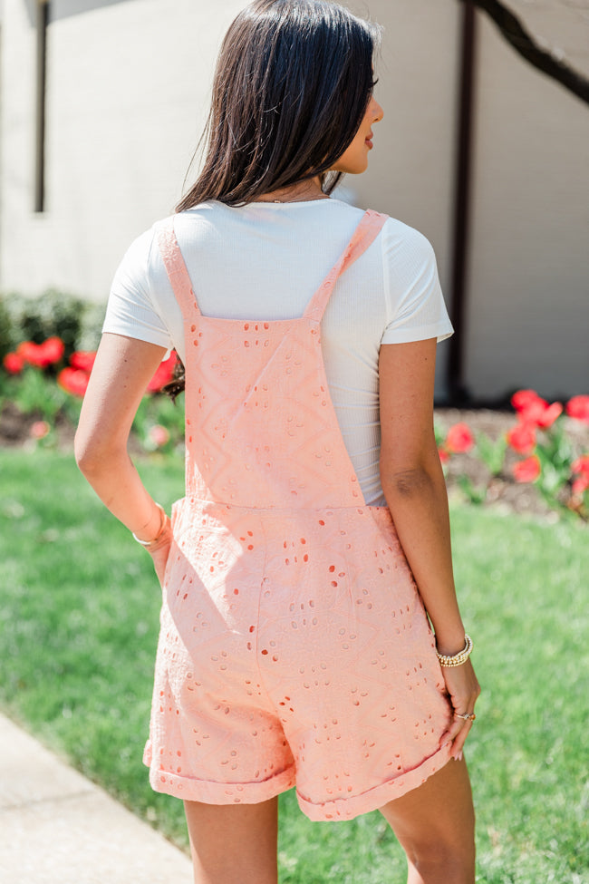 Might Surprise You Peach Eyelet Romper