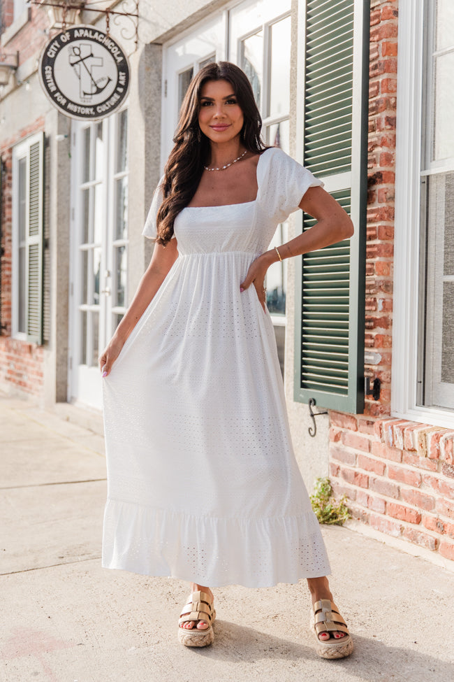 White Eyelet Dress with Belt