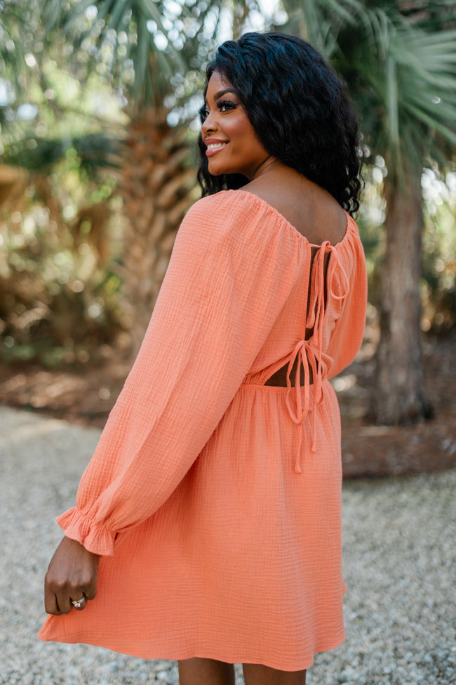 Orange v neck dress hotsell