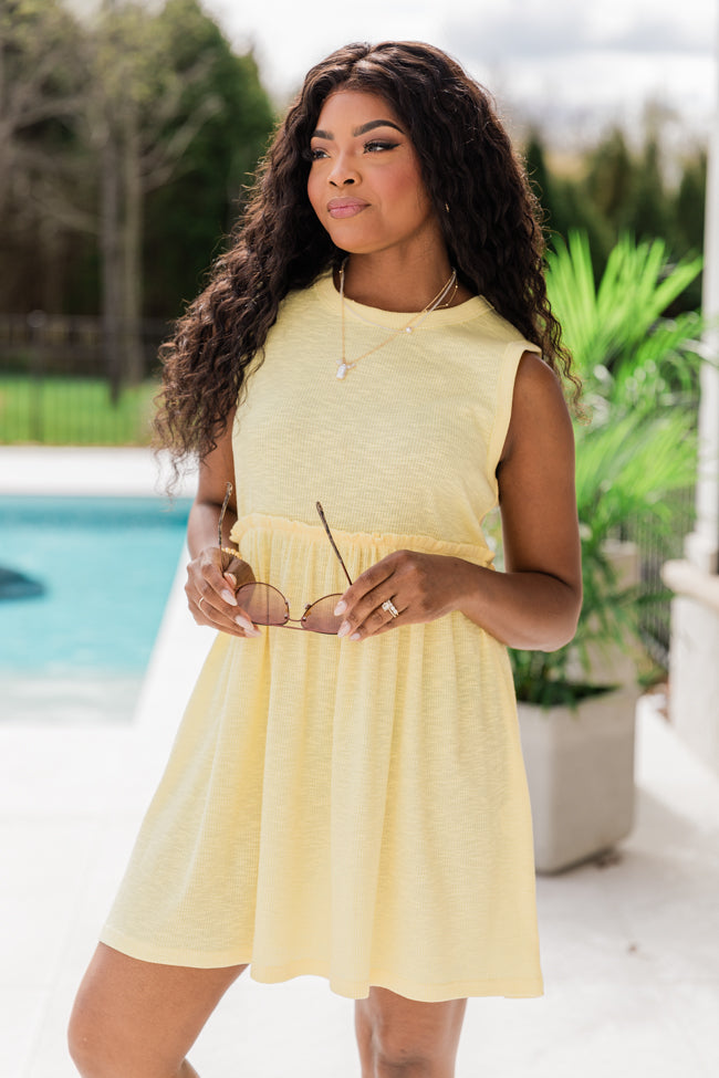 Everyday Casual Yellow Throw On Knit Dress