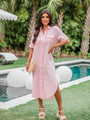 Time Heals Pink Gauze Button Up Midi Dress