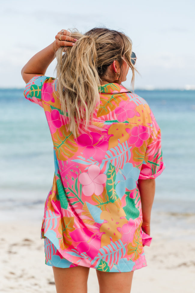 Kabana Krew Bold Tropical Button Up Shirt Krista Horton X Pink Lily