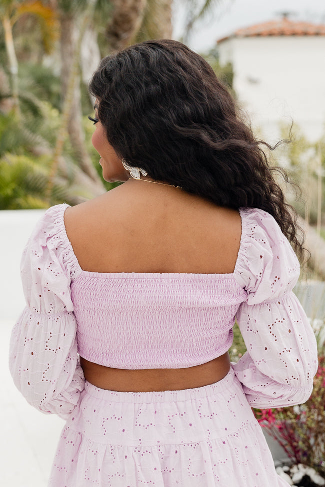 Slow Tide Purple Eyelet Crop Top and Skirt Set FINAL SALE