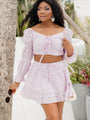 Slow Tide Purple Eyelet Crop Top and Skirt Set FINAL SALE