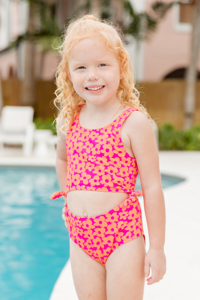 Kid's Sandy Shores In Floral Flair Tie Side Swimsuit