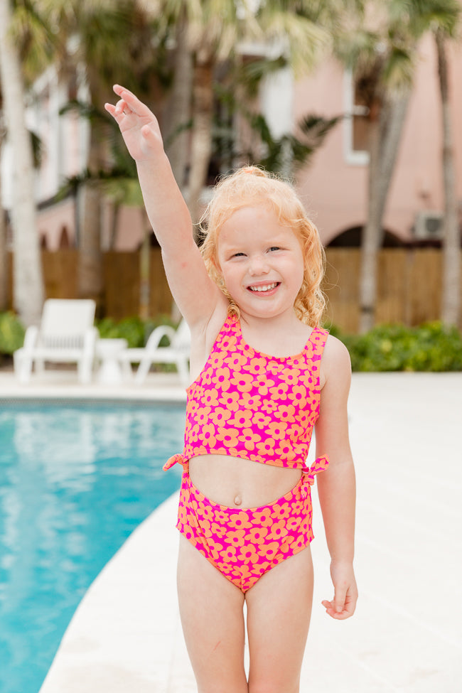 Kid's Sandy Shores In Floral Flair Tie Side Swimsuit