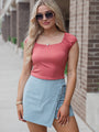 A Silver Lining Terracotta Scoop Neck Printed Knit Tee FINAL SALE