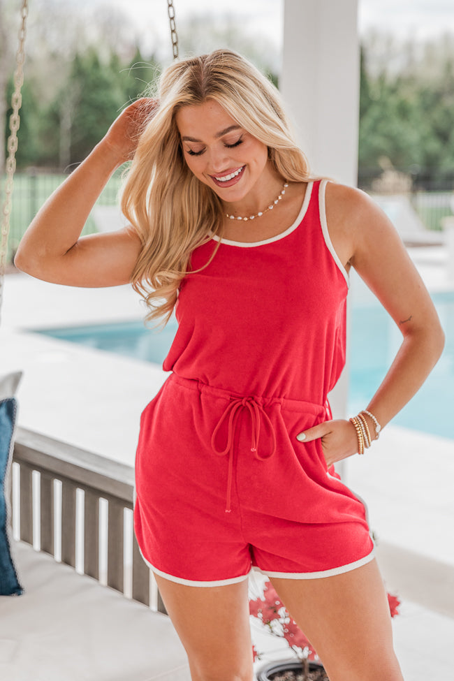 Rylee Red Terry Cloth Romper
