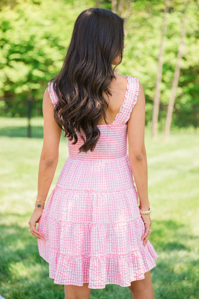 Time Spent Together Pink Gingham Smocked Dress – Pink Lily