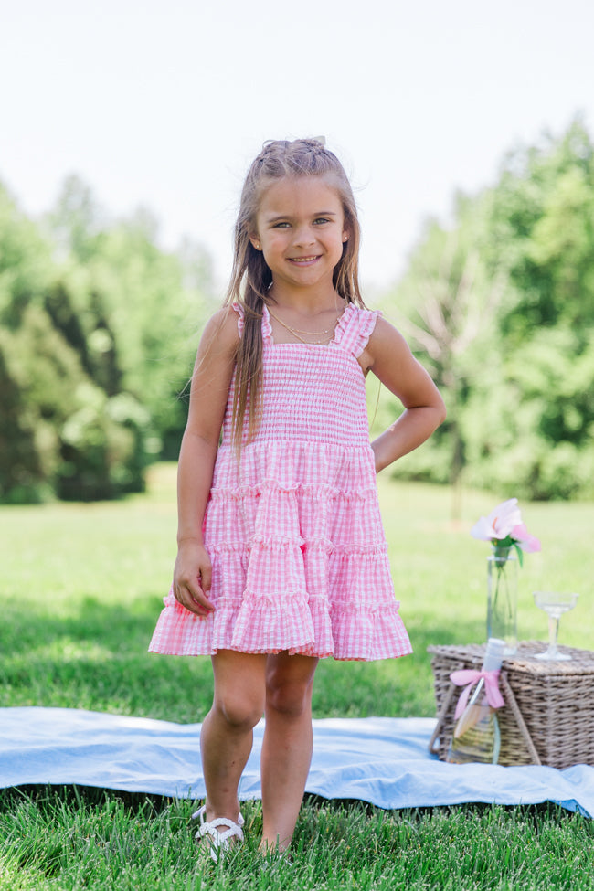 Kid's Time Spent Together Pink Gingham Smocked Dress – Pink Lily