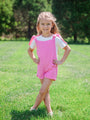 Kid's Well Loved Hot Pink Tie Shoulder Gauze Romper