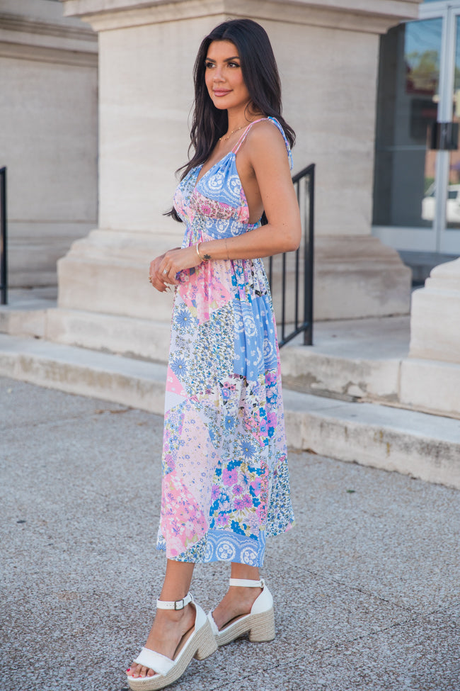 Out Of The Blue Sky Patchwork Print Maxi Dress