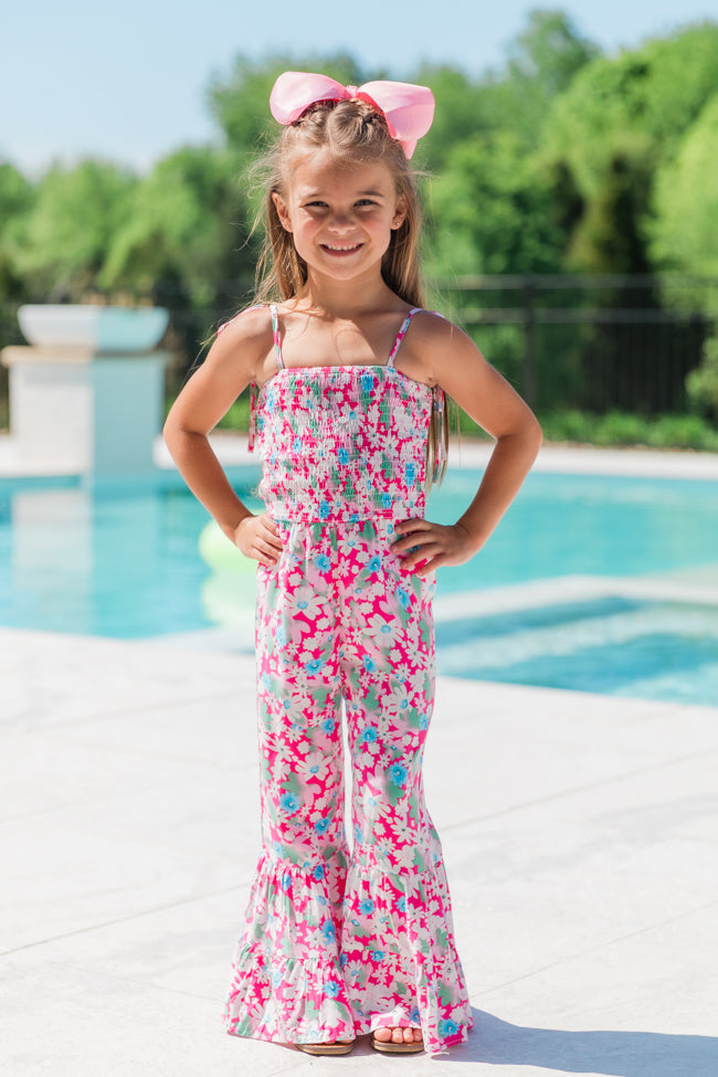 Kid's Aware of This Pink Floral Flare Leg Jumpsuit – Pink Lily