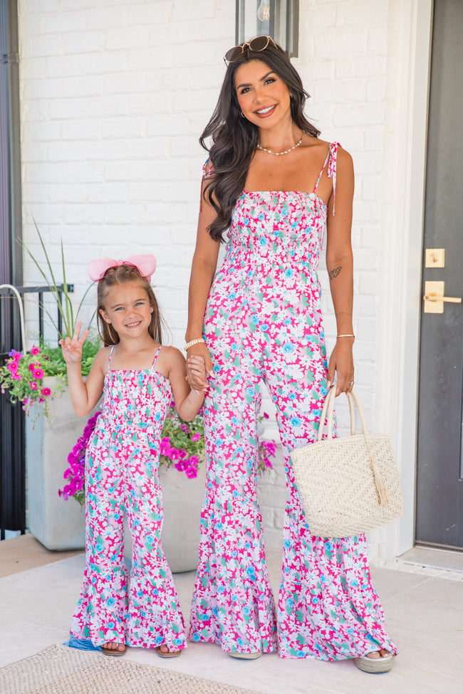 Kid's Aware of This Pink Floral Flare Leg Jumpsuit – Pink Lily