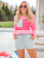 Miss Independence Pink Twist Back Flag Sweater FINAL SALE