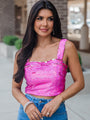 Go To Girl Pink Sequin Crop Tank