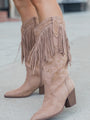 Fancy Suede Warm Taupe Fringe and Stars Boots