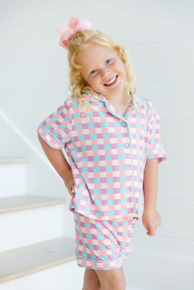 Kid's Good To Get Away Bamboo In Tori Checkered Tori X Pink Lily