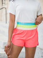 Errands To Run Coral Colorblock High Waisted Athletic Shorts