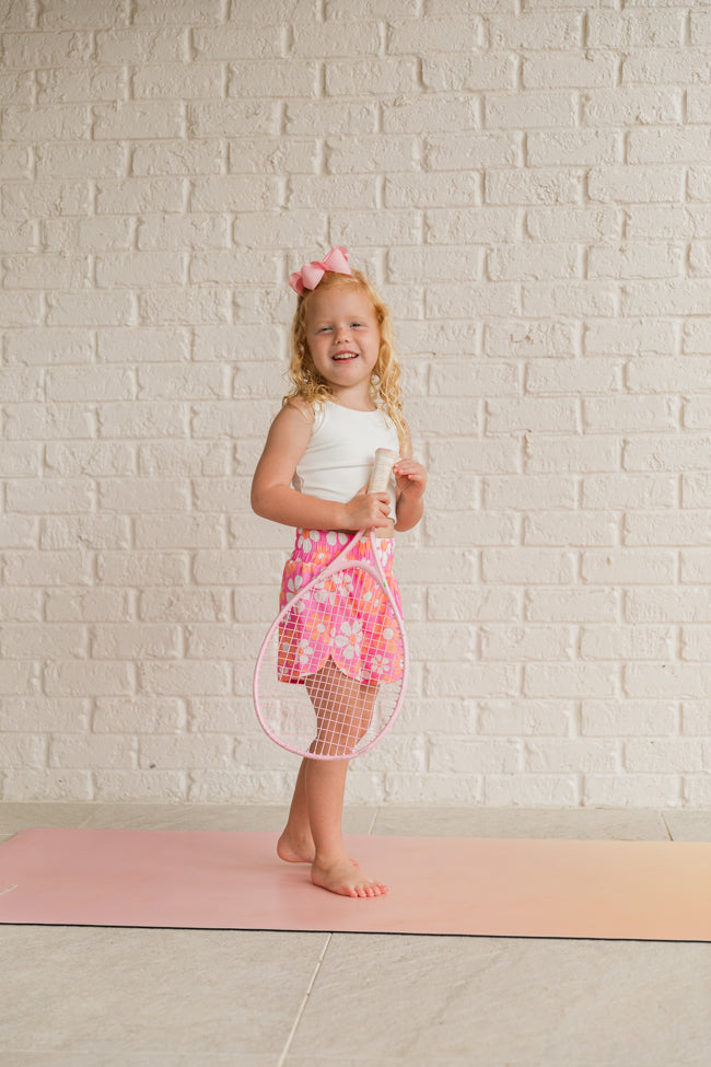 Kid's Errands to Run Pink and Orange Floral Check High Waist Shorts Tori X Pink Lily FINAL SALE