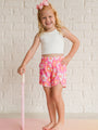 Kid's Errands to Run Pink and Orange Floral Check High Waist Shorts Tori X Pink Lily FINAL SALE