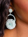 Turquoise Raffia Statement Earrings