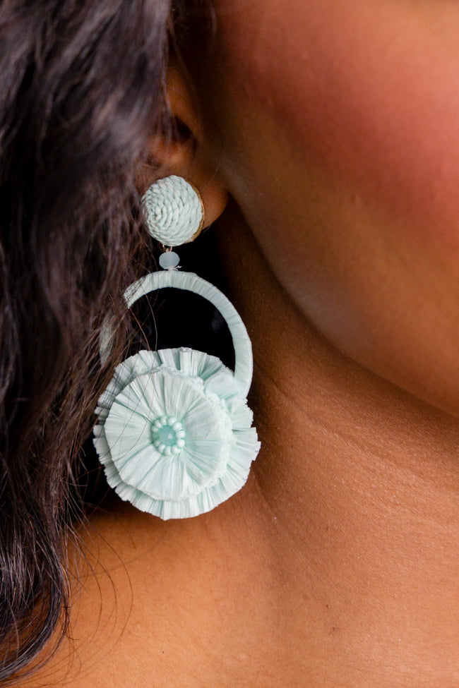 Turquoise Raffia Statement Earrings