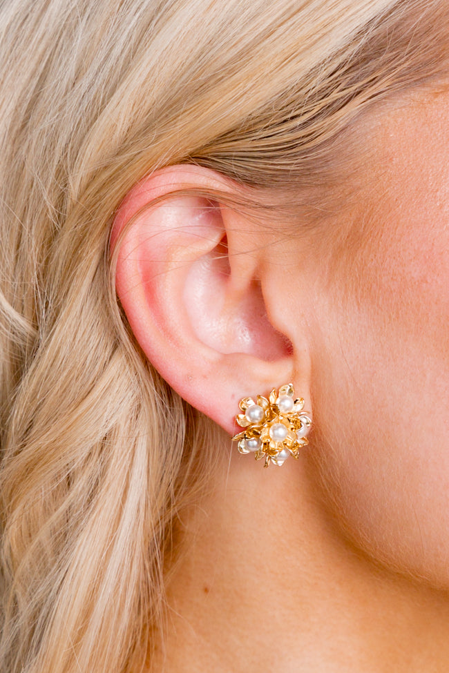 Floral Pearl Cluster Earrings